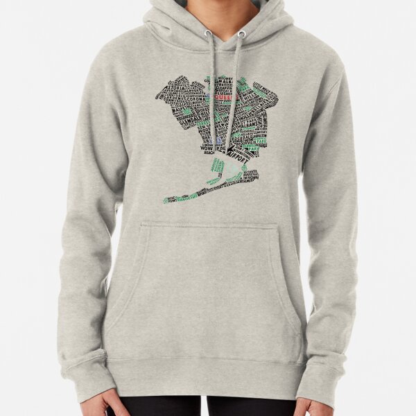 Queens New York Map Typography Pullover Hoodie
