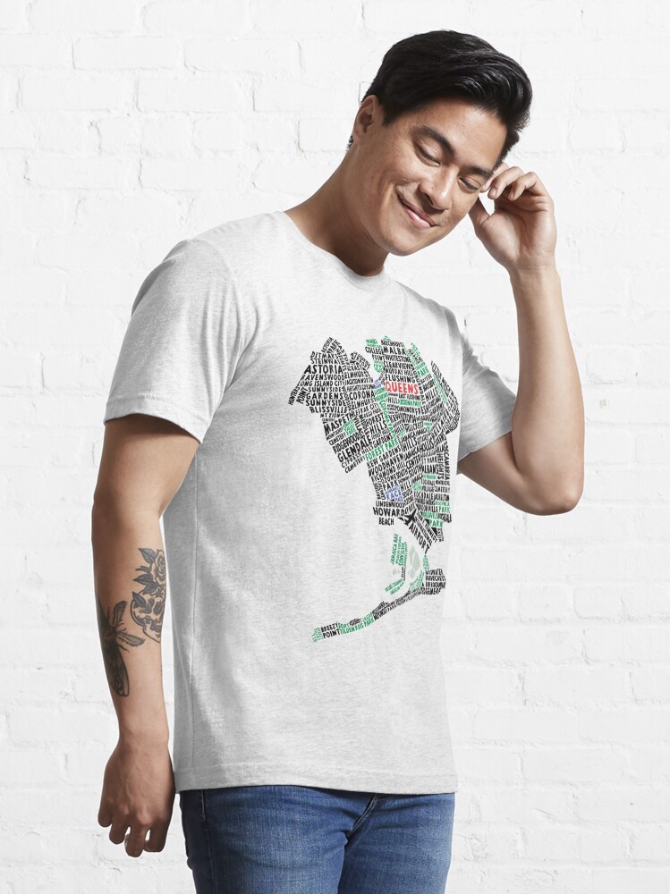 Thumbnail 3 of 7, Essential T-Shirt, Queens New York Map Typography designed and sold by icoNYC.