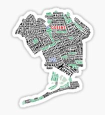 Queens New York Map Typography Sticker