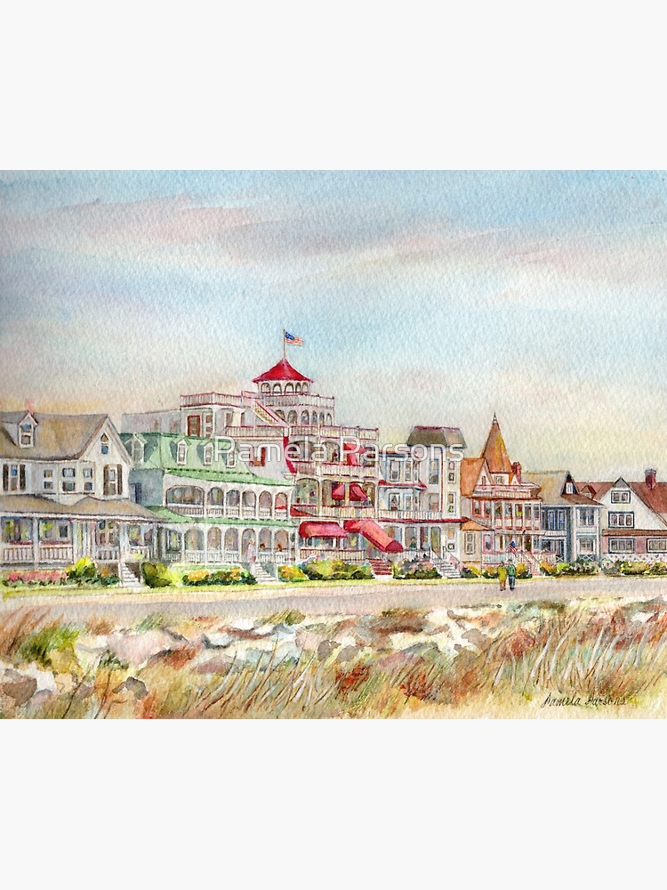 Cape May Promenade, Jersey Shore. From watercolor by Pamela Parsons of the historic architecture of Cape May, New Jersey. by parsonsp