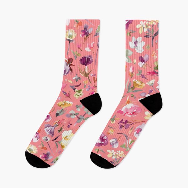 Item preview, Summer flower buds - Small flowers botanical - Coral pink yellow garden designed and sold by ninoladesign.
