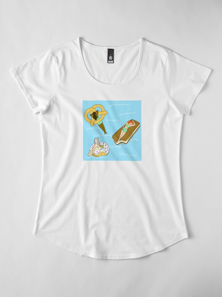 Alternate view of Foodie Pool Party Premium Scoop T-Shirt
