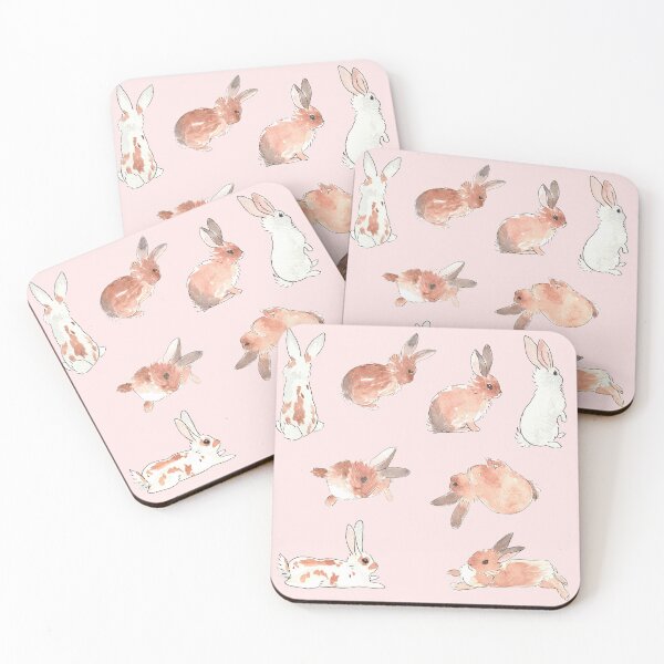 Bunny Rabbit Watercolor Stickers Coasters (Set of 4)