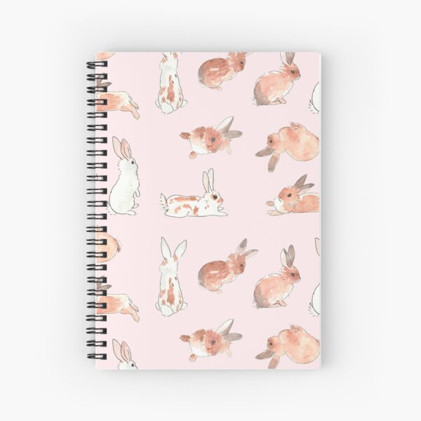Bunny Rabbit Watercolor Stickers Spiral Notebook