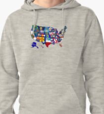 USA State Flags Map Mosaic Pullover Hoodie