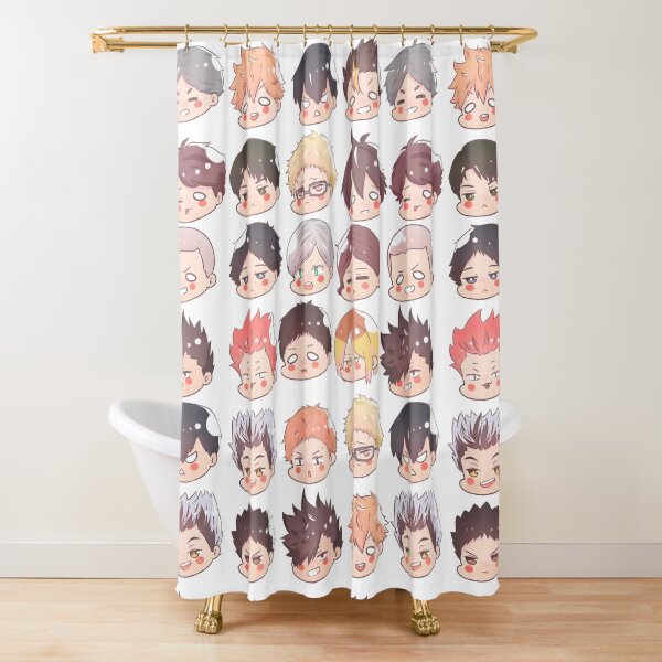 Haikyuu chibi heads Shower Curtain