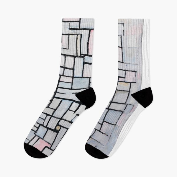 Artikelvorschau, Mid Century Modern Abstract Weiß und Pink und Baby Blue Piet Mondrian Zusammensetzung 6 entworfen und verkauft von chillchar1234.