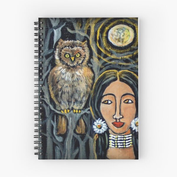Item preview, Wisdom Owl / Beautiful Indigenous Woman / Spirit Guide / Moonlight Night / Native American / designed and sold by artenvironments.