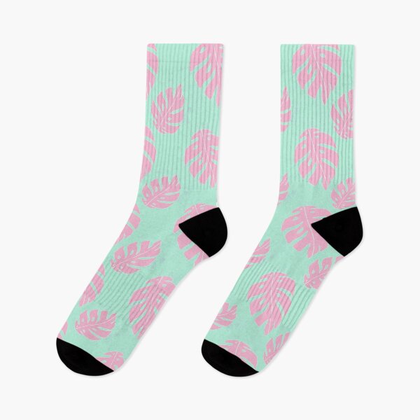 Item preview, Pink and Mint Monstera Leaf Pattern designed and sold by Julie Erin Designs.