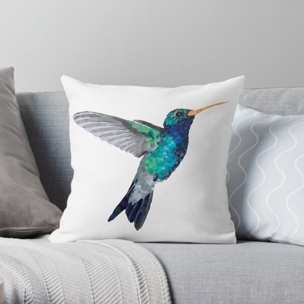 Colibri (Hummingbird) Geometric Animal Illustration Throw Pillow