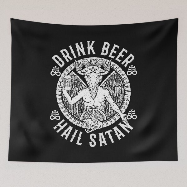 Artikelvorschau, Trinken Sie Bier Hagel Satan I satanische Baphomet Grafik entworfen und verkauft von biNutz.