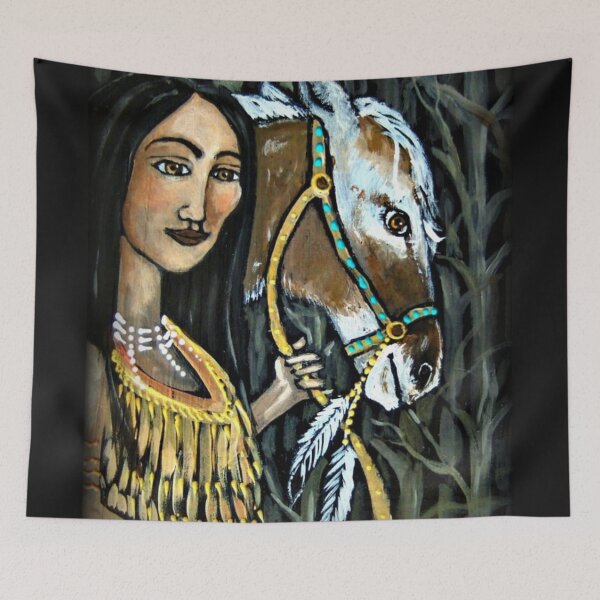 Item preview, Painted Pony / Indigenous / Bareback / Horse / Native American / Beautiful Woman designed and sold by artenvironments.