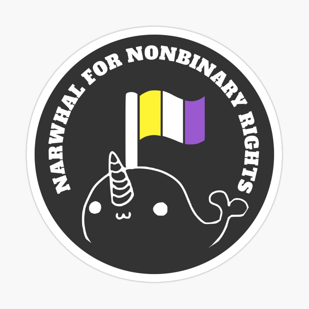 Narwhal For Non-Binary Rights Sticker
