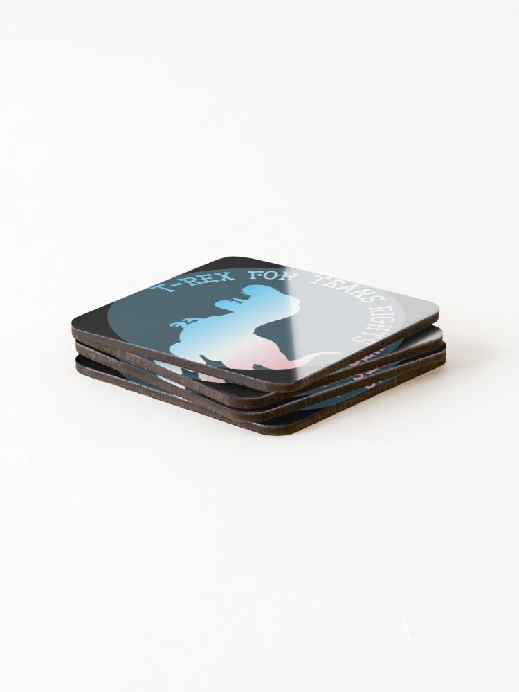 Thumbnail 4 of 5, Coasters (Set of 4), T-Rex For Trans Rights designed and sold by reallyjustsam.