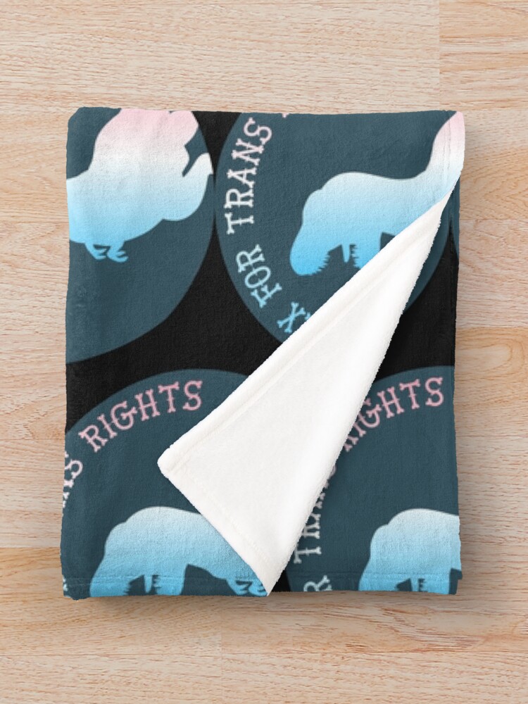 Thumbnail 3 of 6, Throw Blanket, T-Rex For Trans Rights designed and sold by reallyjustsam.