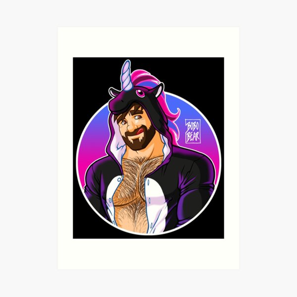 ADAM LIKES UNICORNS - ROUND DETAIL Art Print