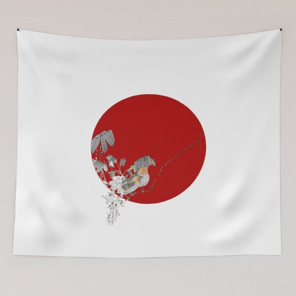 Item preview, Japanese Flag - Robins on a branch designed and sold by weavernap.
