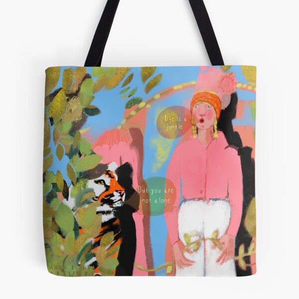 Item preview, Life is a jungle, but you are not alone! Life and love. Woman with tiger. designed and sold by Anna Dianda.