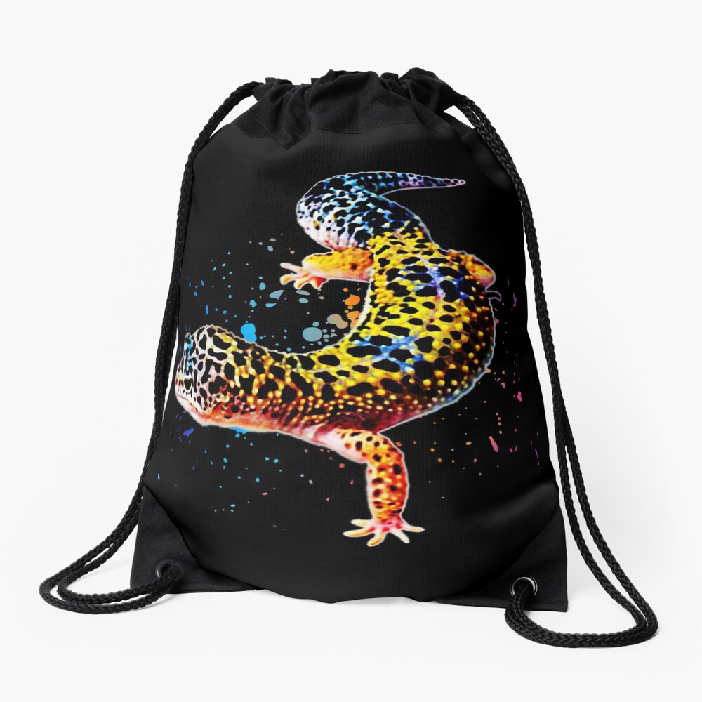 Leopard Gecko Reptile Keeper Lizard Watercolor Drawstring Bag