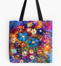 Vibrant abstract flowers painting Tote Bag