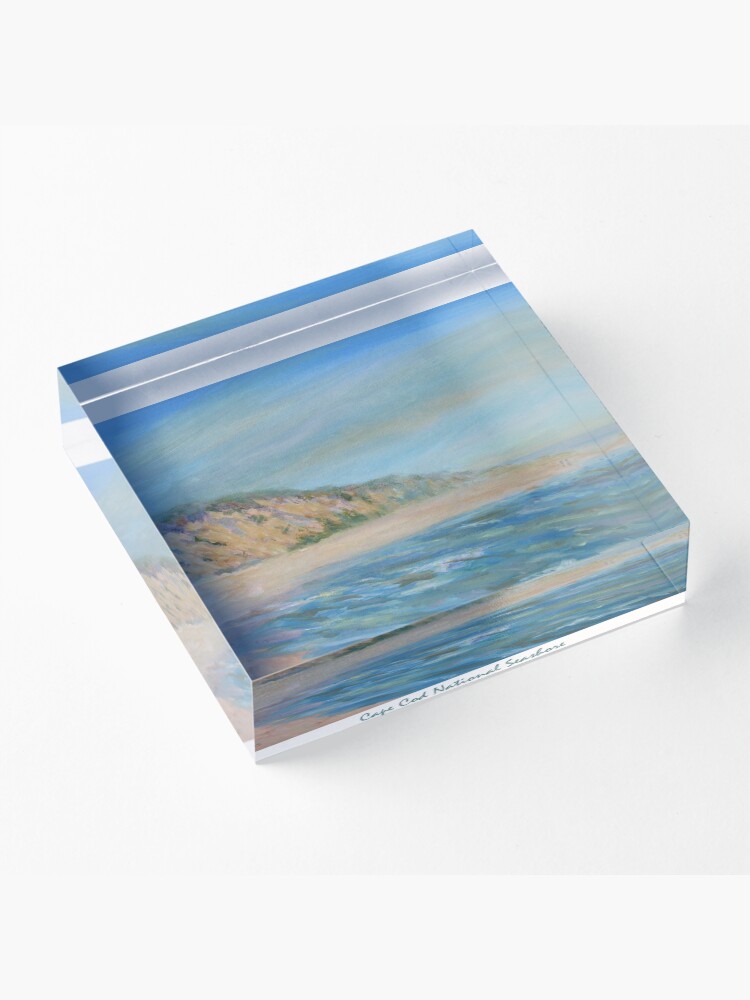Alternate view of Cape Cod National Seashore. Oil painting of the unspoiled dunes and beach of Cape Cod. Acrylic Block