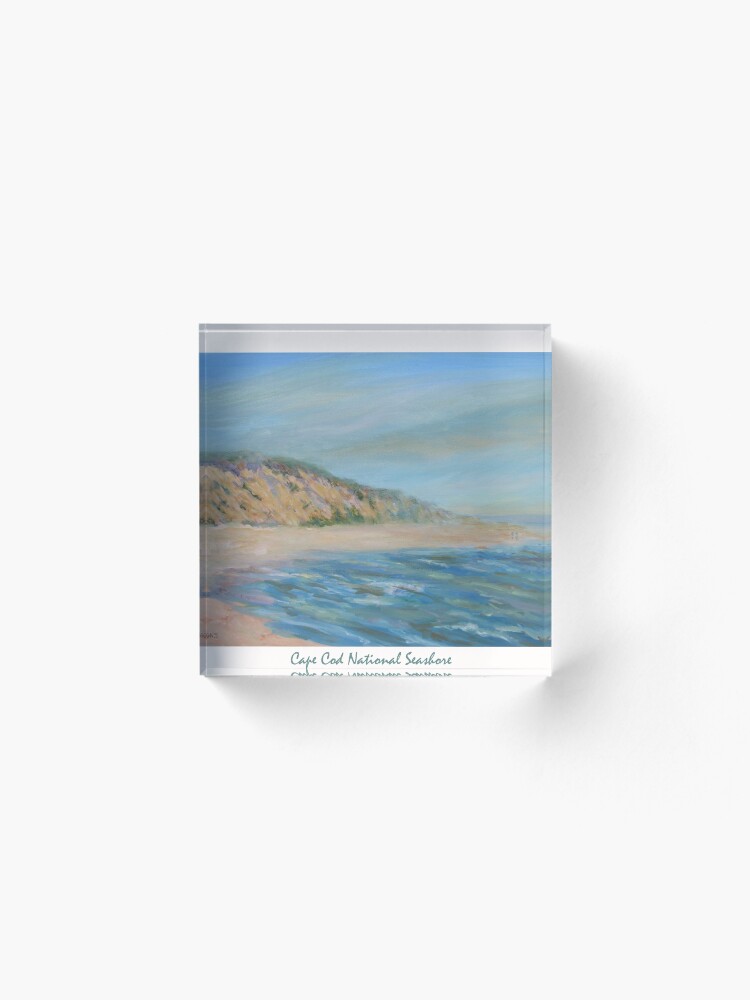 Alternate view of Cape Cod National Seashore. Oil painting of the unspoiled dunes and beach of Cape Cod. Acrylic Block