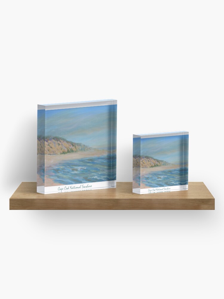 Alternate view of Cape Cod National Seashore. Oil painting of the unspoiled dunes and beach of Cape Cod. Acrylic Block