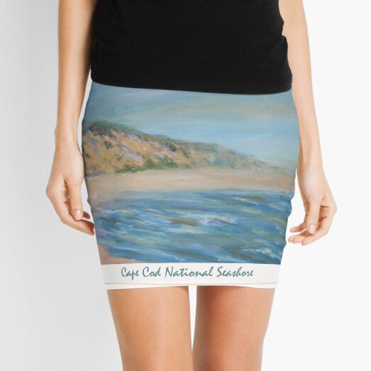 Cape Cod National Seashore. Oil painting of the unspoiled dunes and beach of Cape Cod. Mini Skirt