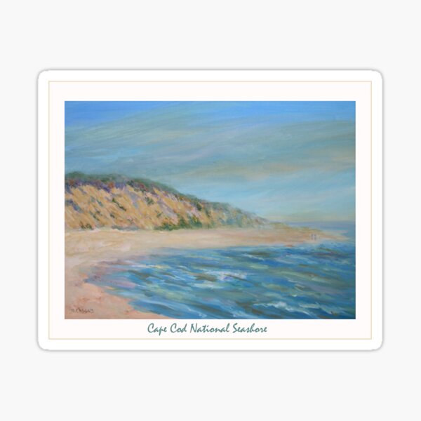 Cape Cod National Seashore. Oil painting of the unspoiled dunes and beach of Cape Cod. Sticker
