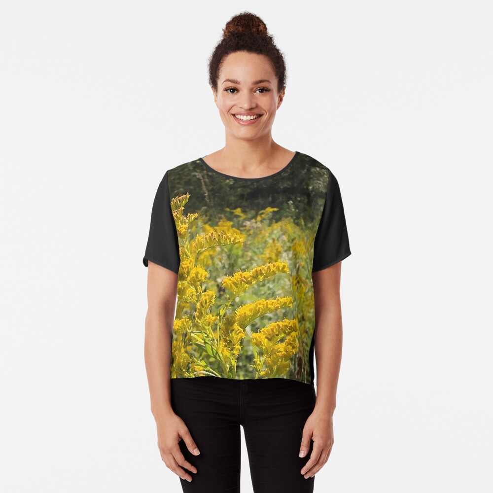 Yellow, Yellow flowers Chiffon Top
