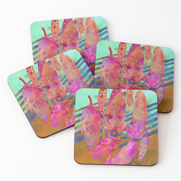 Item preview, Boho Feathers Art Print | Fall Home Decor Watercolor in Hot Pink Rust Aqua designed and sold by AndreaHelmArt.