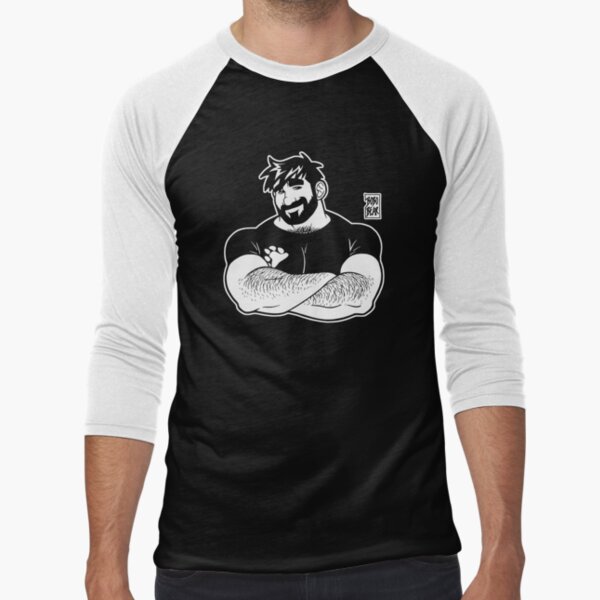 ADAM LIKES CROSSING ARMS - LINEART Baseball ¾ Sleeve T-Shirt