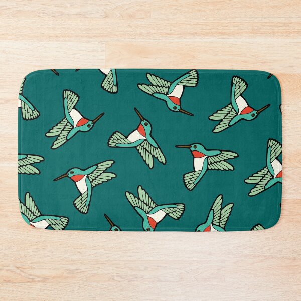 Hummingbird Pattern Bath Mat