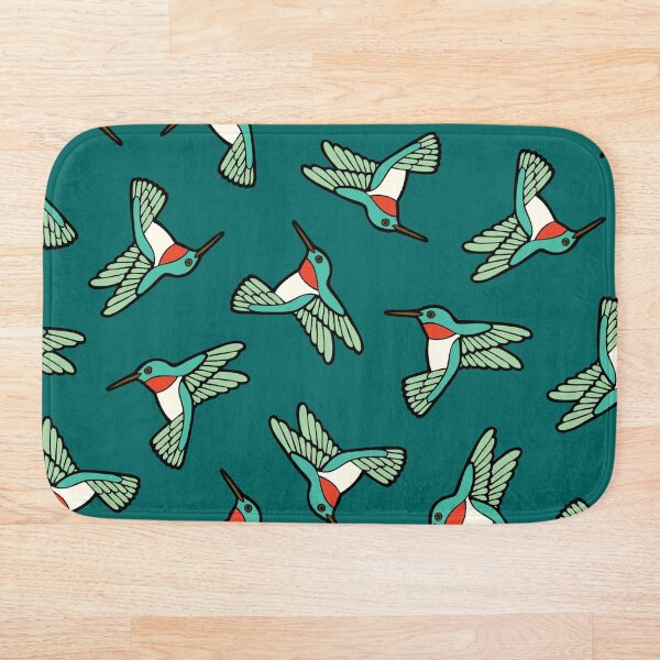Hummingbird Pattern Bath Mat