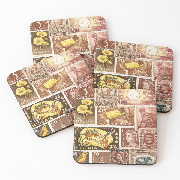 Item preview, Goldrush Postage Stamp Collage designed and sold by tanglecrafts.
