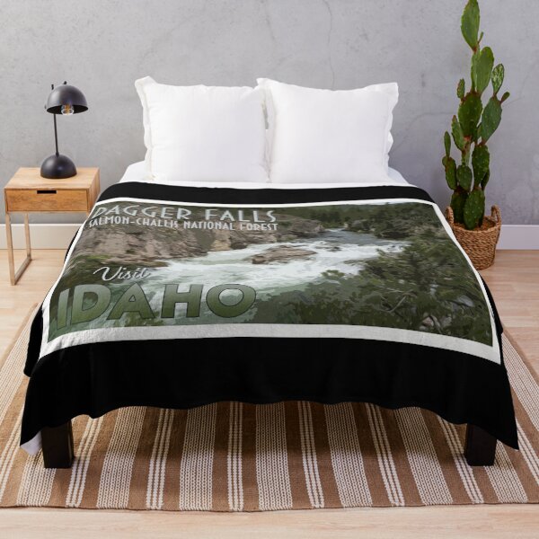 Item preview, Retro style vintage poster design of Dagger Falls Waterfall in Idaho's Salmon-Challis National Forest designed and sold by mkopka.