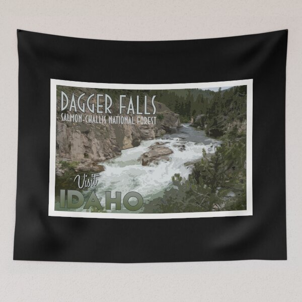 Item preview, Retro style vintage poster design of Dagger Falls Waterfall in Idaho's Salmon-Challis National Forest designed and sold by mkopka.