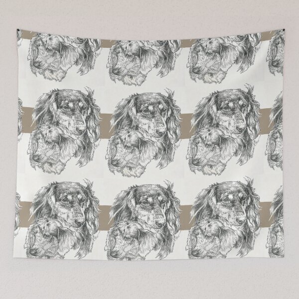 Item preview, Dachshund (long-haired) Father & Son designed and sold by BarbBarcikKeith.
