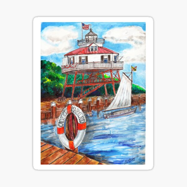 Item preview, Drum point Lighthouse Calvert County Maryland designed and sold by DarkRubyMoon.