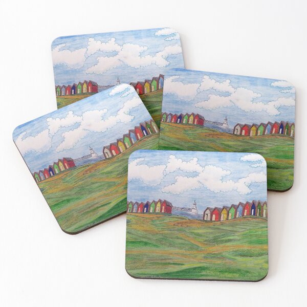 Item preview, 464 - BEACH CHALETS AT BLYTH - 02 - DAVE EDWARDS - COLOURED PENCILS - 2019 designed and sold by BLYTHART.