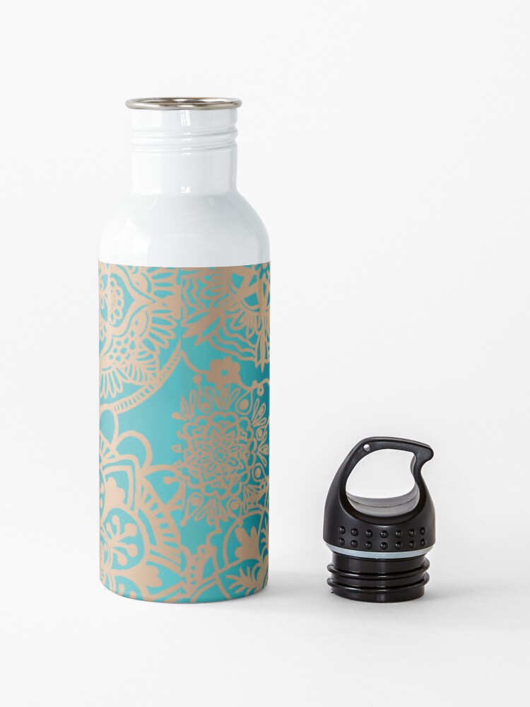 Alternate view of Teal Green and Gold Mandala Pattern Water Bottle