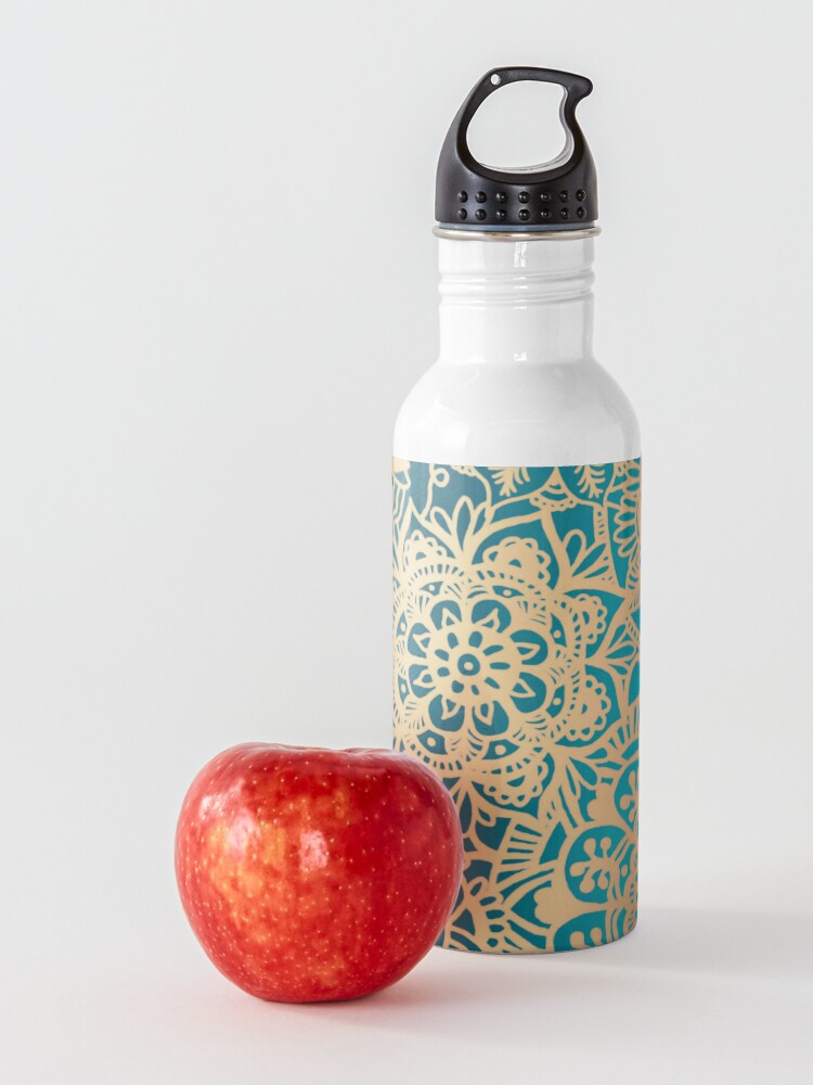 Alternate view of Teal Green and Gold Mandala Pattern Water Bottle