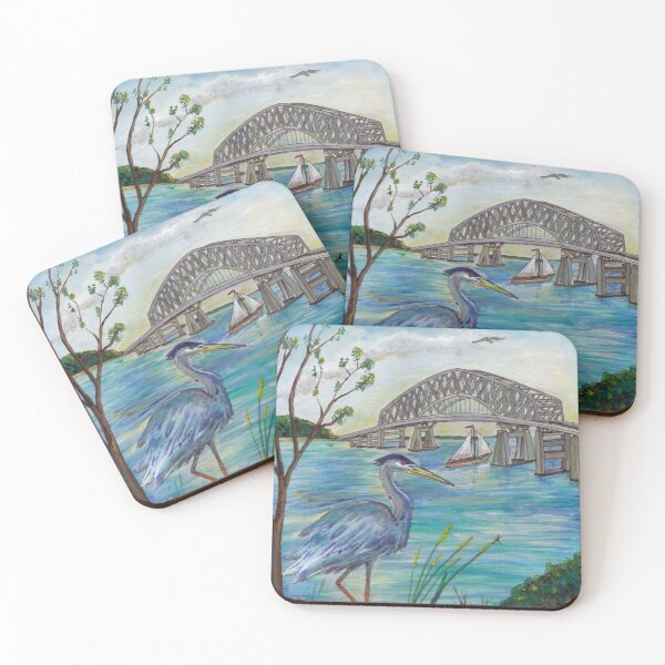 Item preview, Blue heron by Key bridge designed and sold by DarkRubyMoon.