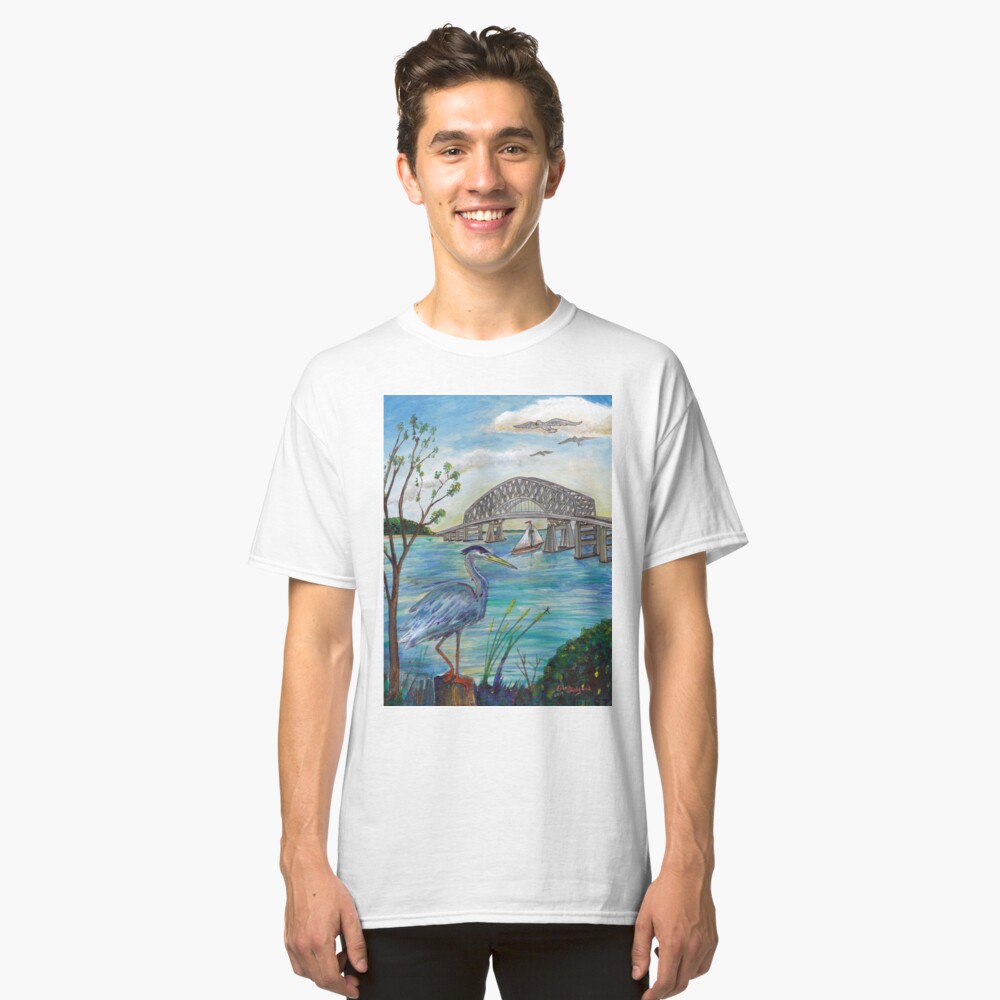 Blue heron by Key bridge Classic T-Shirt