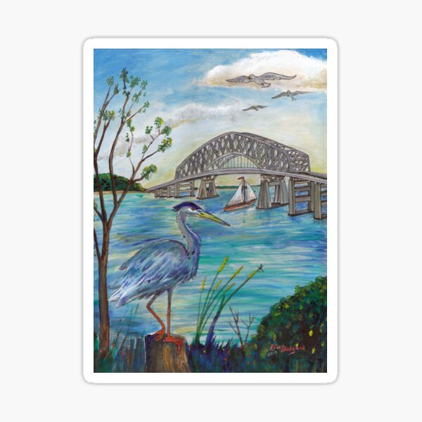 Blue heron by Key bridge Sticker