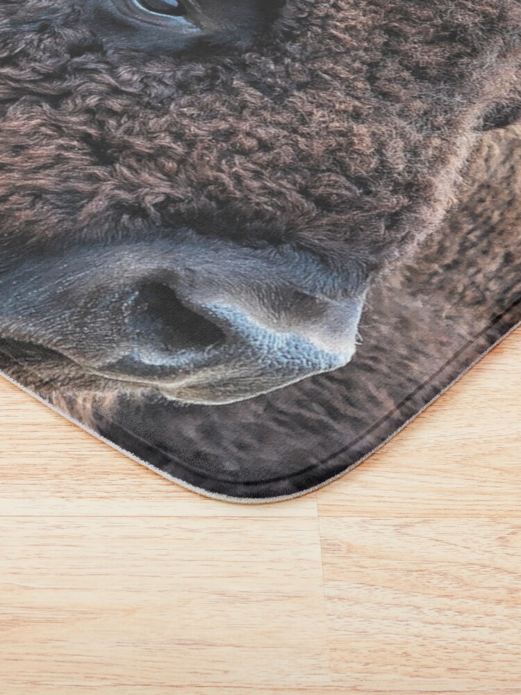 Thumbnail 3 of 6, Bath Mat, In the Presence of Bison in Yellowstone National Park and Arsenal Park, Colorado designed and sold by OLena Art ❣️.