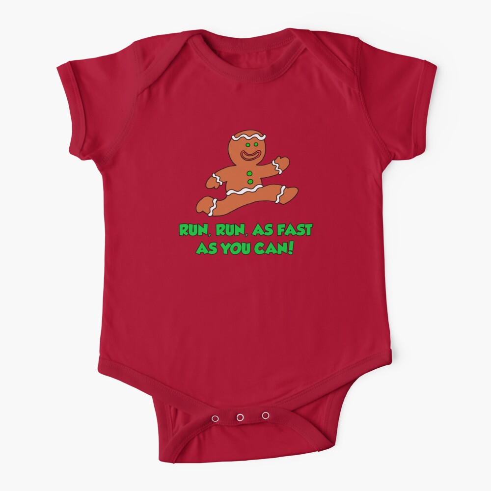 Run Run Fast As You Can Gingerbread Man Cartoon Baby One Piece By Jaycartoonist Redbubble