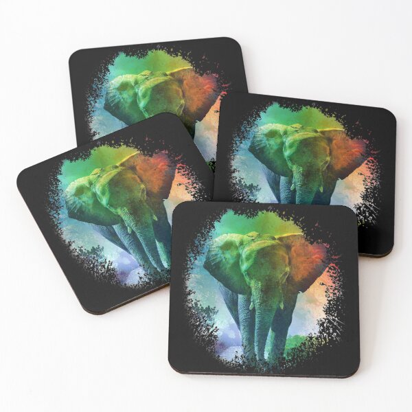 Colorful Elephant Art Coasters (Set of 4)