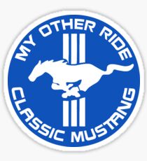 My Other Ride is a Classic Mustang - Blue / White Tri-bar Sticker