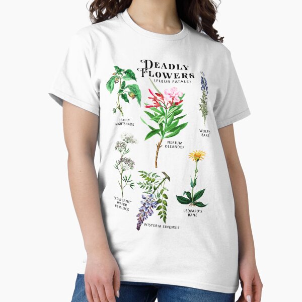 Vista previa del artículo con la obra «Flores venenosas Fleur Fatale mortal Plantas botánicas», diseñado y vendido por bigraydesigns.